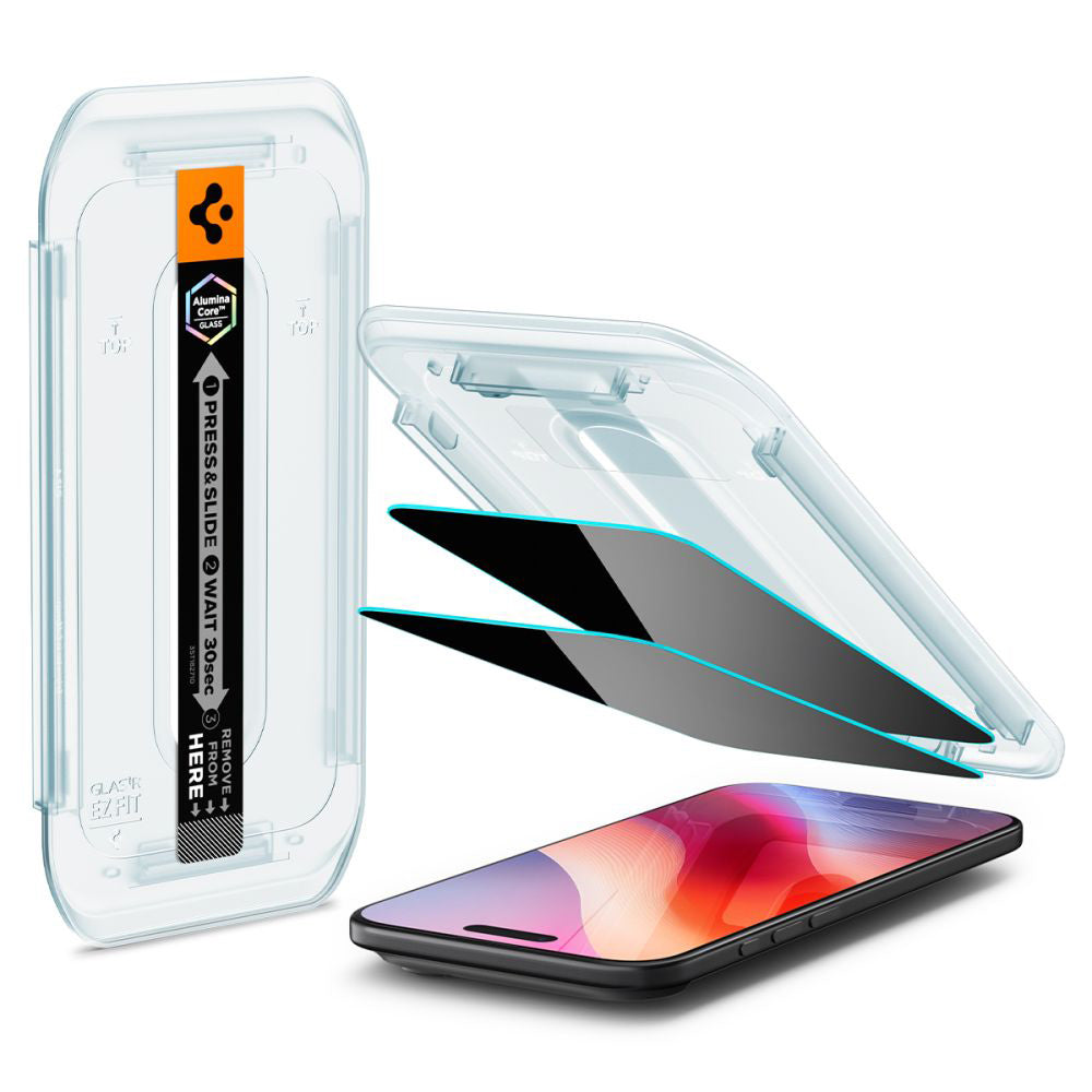 Zaštitna folija za ekran Privacy Spigen GlastR EZ FIT za Apple iPhone 17 Air, Kaljeno staklo, Full Glue, Set 2 komada