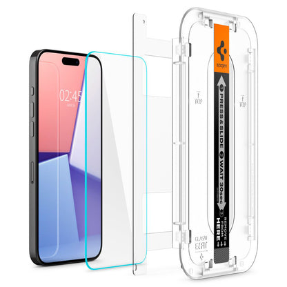 Zaštitna folija za ekran Spigen GlastR EZ FIT za Apple iPhone 15 Pro Max, Kaljeno staklo, Full Glue, Set 2 komada AGL06872