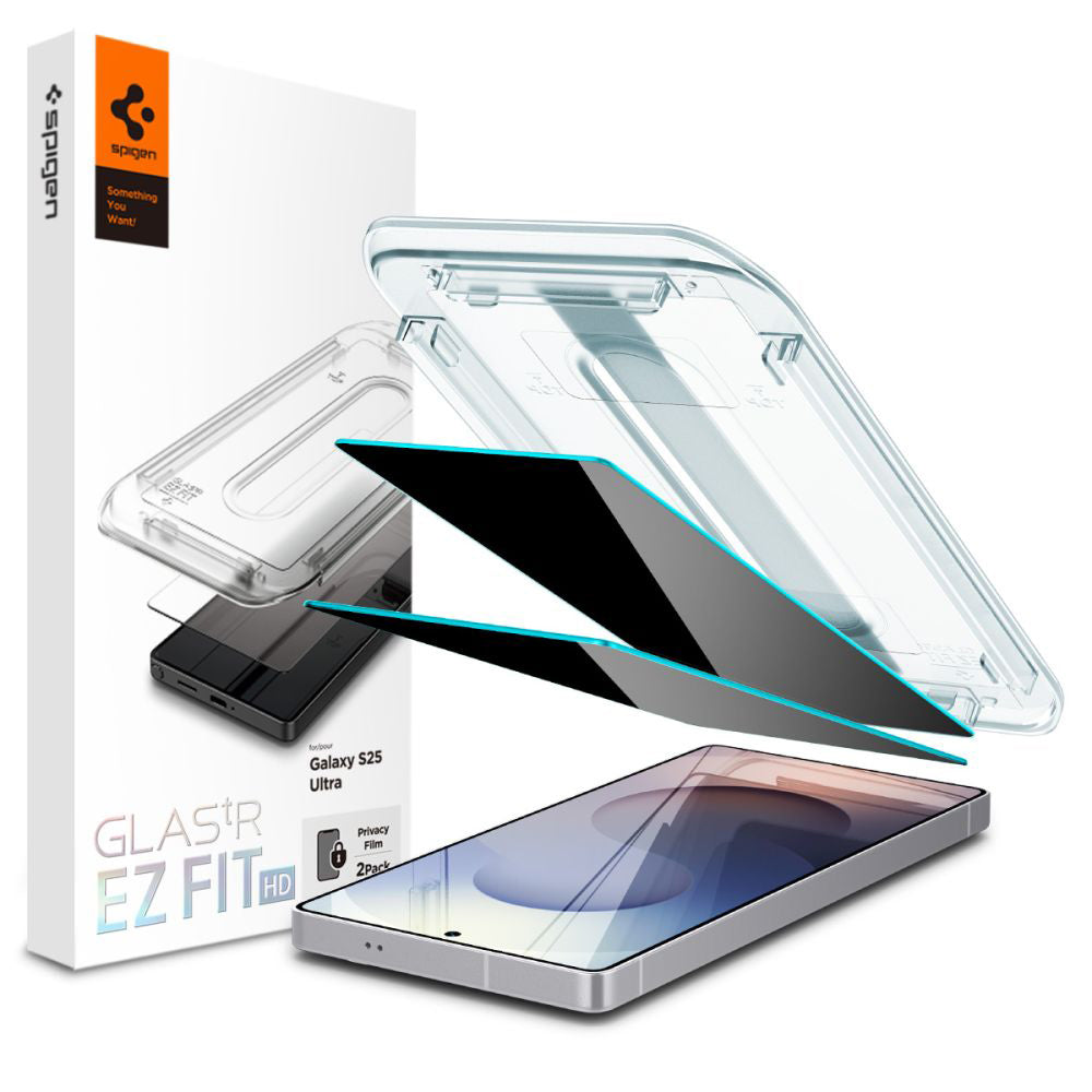 Zaštitna folija za ekran Privacy Spigen GlastR EZ FIT HD za Samsung Galaxy S25 Ultra S938, Kaljeno staklo, Full Glue, Set 2 komada AGL09335