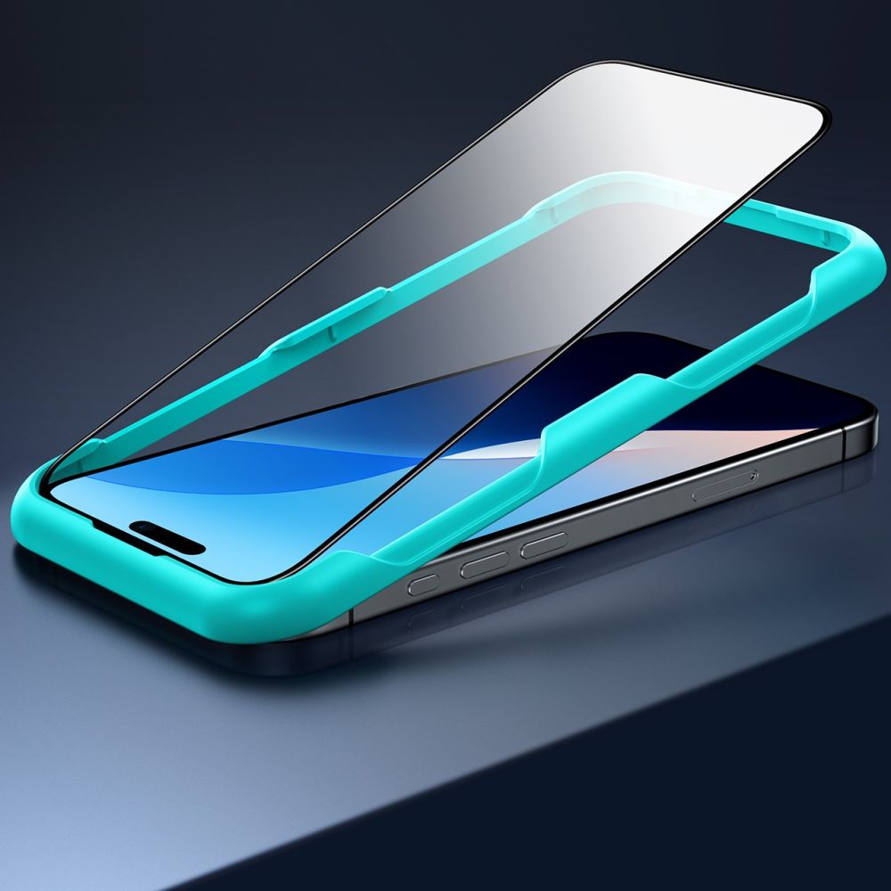 Folija za zaštitu ekrana ESR za Apple iPhone 16 / 15, Kaljeno staklo, Full Glue, Set 2 komada, Crna