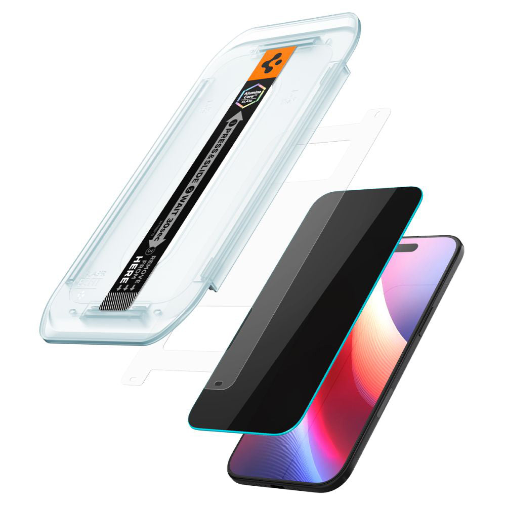 Zaštitna folija za ekran Privacy Spigen GlastR EZ FIT za Apple iPhone 17 Air, Kaljeno staklo, Full Glue, Set 2 komada