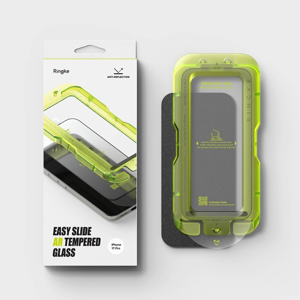 Zaštitna folija za ekran Ringke Easy Slide AR za Apple iPhone 17 Pro, Kaljeno staklo, Full Glue, 2.5D, Crna