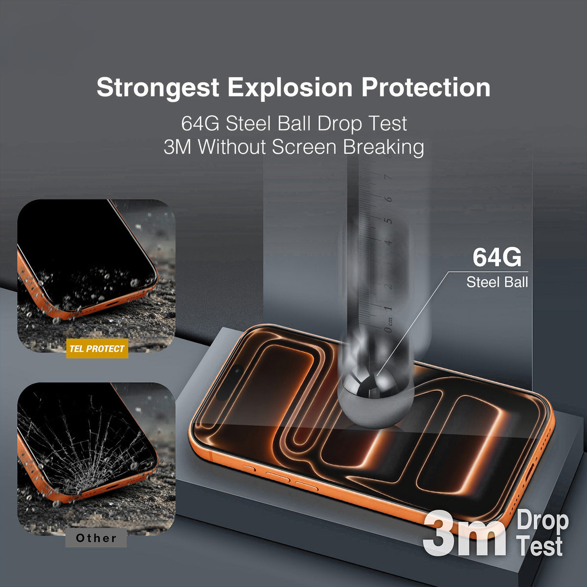 Zaštitno staklo za ekran Tel Protect 10X HD DLC Diamond Coating za Apple iPhone 18 Pro Max / 17 Pro Max, kaljeno staklo, lepljenje po celoj površini, crno