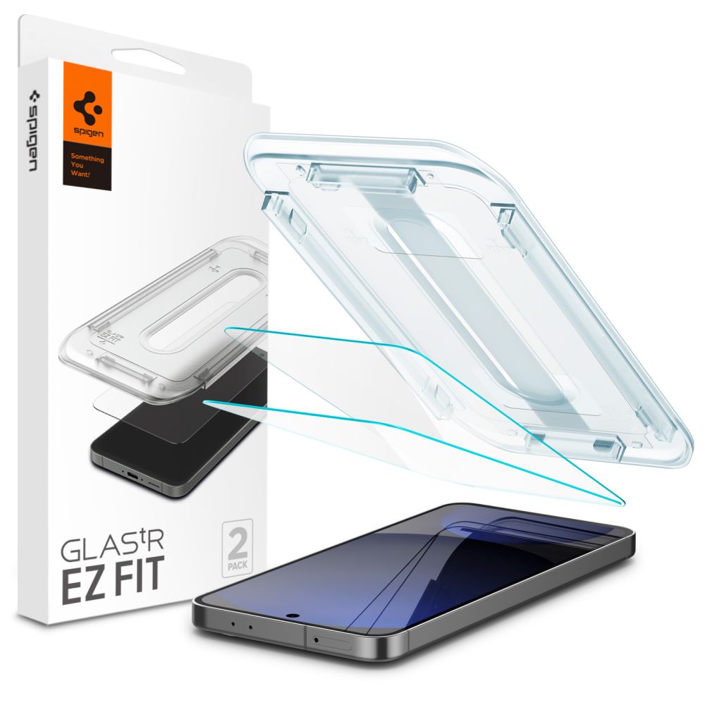 Zaštitna folija za ekran Spigen EZ FIT za Samsung Galaxy S24 FE S721, Kaljeno staklo, Pun ljepilo, Set od 2 komada AGL08729