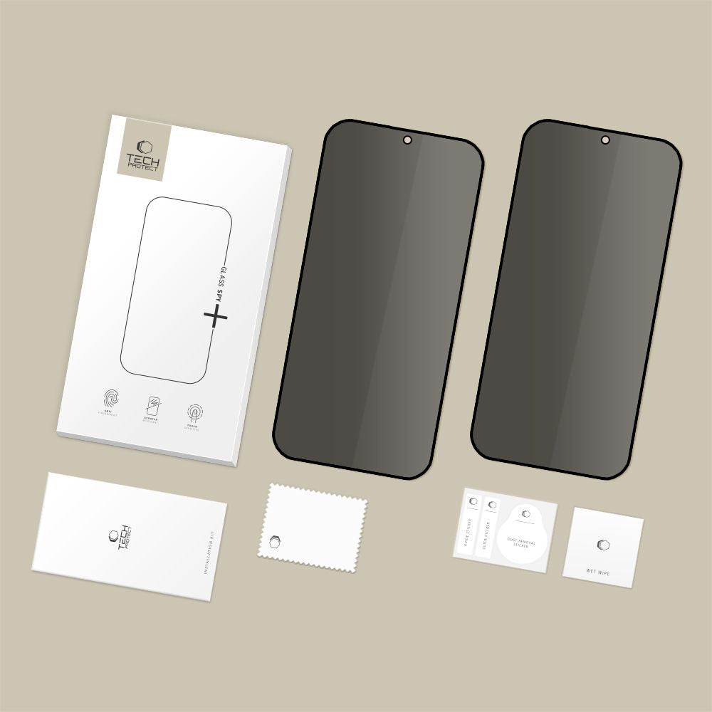 Zaštitna folija za ekran Privacy Tech-Protect Spy+ za Samsung Galaxy S26 Plus S947, Kaljeno staklo, Full Glue, Set od 2 komada