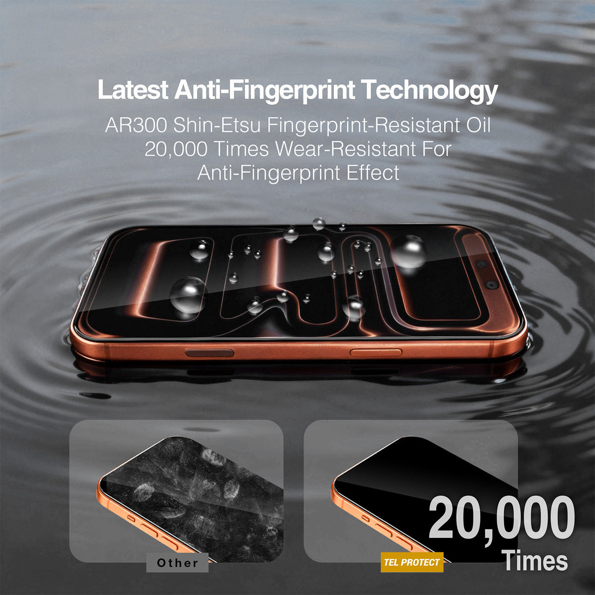 Zaštitna folija za ekran Tel Protect 10X HD DLC Diamond Coating za Apple iPhone 17 / 16 Pro, kaljeno staklo, lepljenje celom površinom, crna