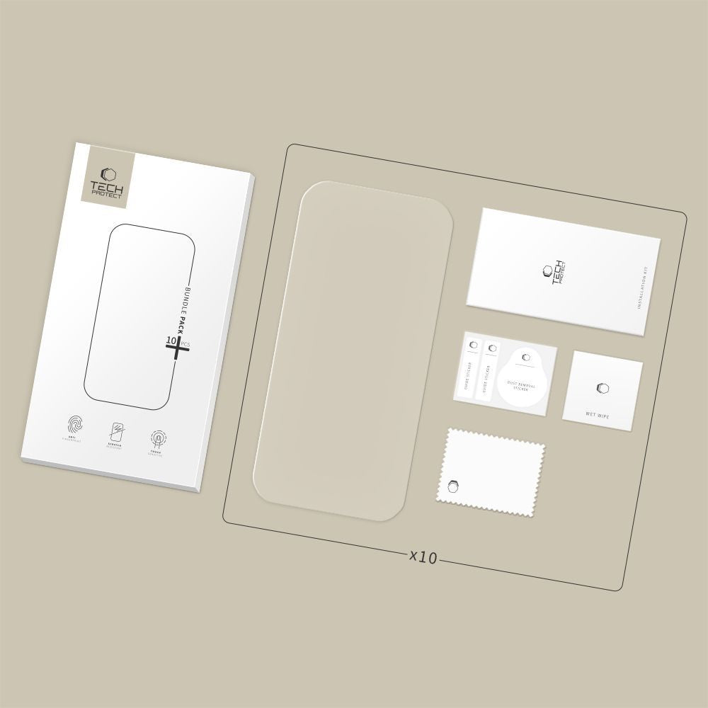 Zaštitna folija za ekran Tech-Protect za Apple iPhone 17 Pro / 17 / 16 Pro, Kaljeno staklo, Full Glue, Set od 10 komada