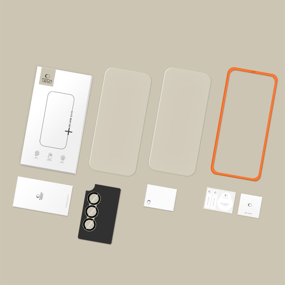 Zaštitna folija za ekran i zadnju kameru Tech-Protect Quick Set+ za Samsung Galaxy A57 5G, Kaljeno staklo, Full Glue, Set od 3 komada