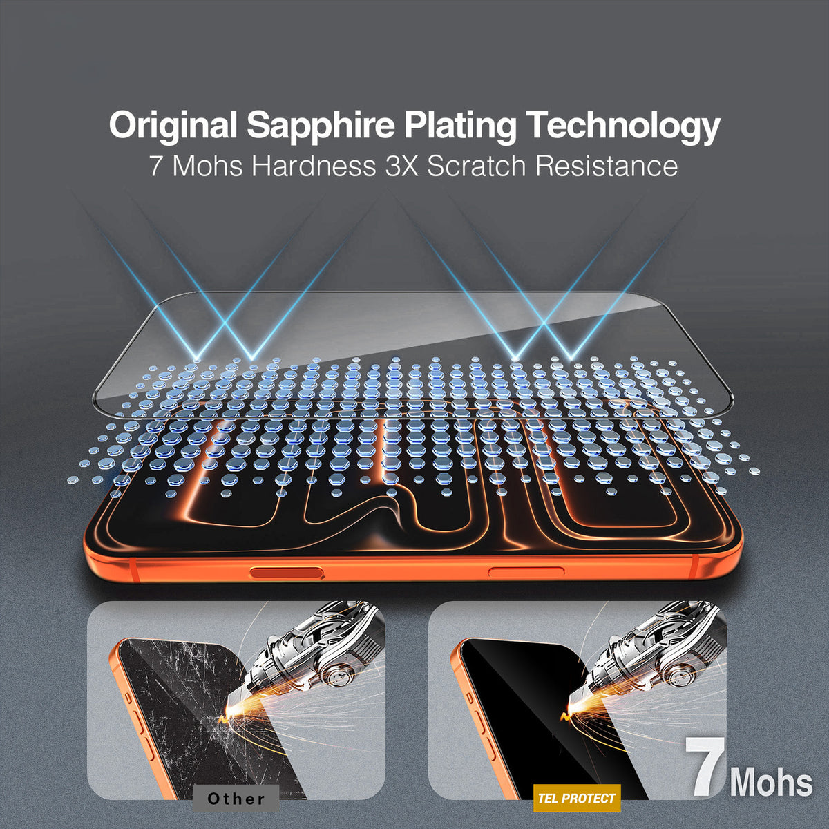 Zaštitno staklo za ekran Tel Protect 10X HD DLC Diamond Coating za Apple iPhone 18 Pro Max / 17 Pro Max, kaljeno staklo, lepljenje po celoj površini, crno
