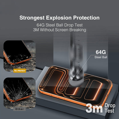 Zaštitna folija za ekran Tel Protect 10X HD DLC Diamond Coating za Apple iPhone 17 / 16 Pro, kaljeno staklo, lepljenje celom površinom, crna