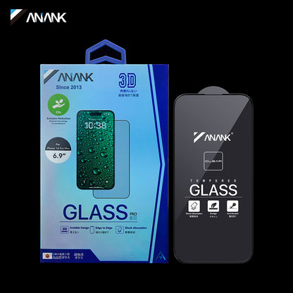 Zaštitna folija za ekran Anank 3X Reinforced Invisible za Apple iPhone 16 Pro, Kaljeno staklo, Full Glue, 3D, Crna