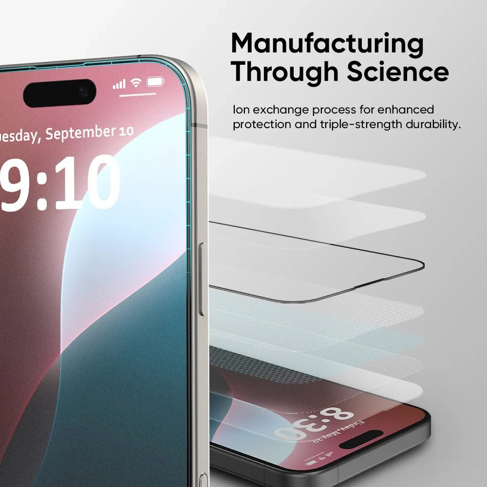Folija za zaštitu ekrana Anank 5X Reinforced Invisible za Apple iPhone 17 Air, Kaljeno staklo, Full Glue, 3D, Crna