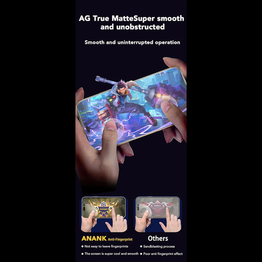 Zaštitna folija za ekran Anank protiv otisaka prstiju za Apple iPhone 15 Pro Max, kaljeno staklo, puna lepak, 2.5D, crna