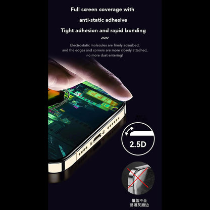 Zaštitna folija za ekran Anank protiv otisaka prstiju za Apple iPhone 15 Pro Max, kaljeno staklo, puna lepak, 2.5D, crna