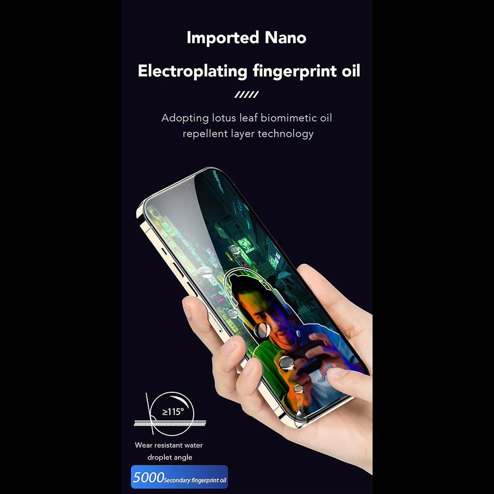 Zaštitna folija za ekran Anank protiv otisaka prstiju za Apple iPhone 15 Pro Max, kaljeno staklo, puna lepak, 2.5D, crna