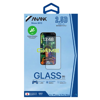Zaštitna folija za ekran Anank protiv otisaka prstiju za Apple iPhone 15 Pro Max, kaljeno staklo, puna lepak, 2.5D, crna