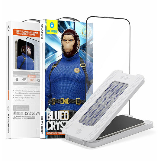 Folija za zaštitu ekrana Blueo Crystal Anti-Scratch Applicator za Apple iPhone 17 Pro / 17 / 16 Pro, Kaljeno staklo, Full Glue, Crna
