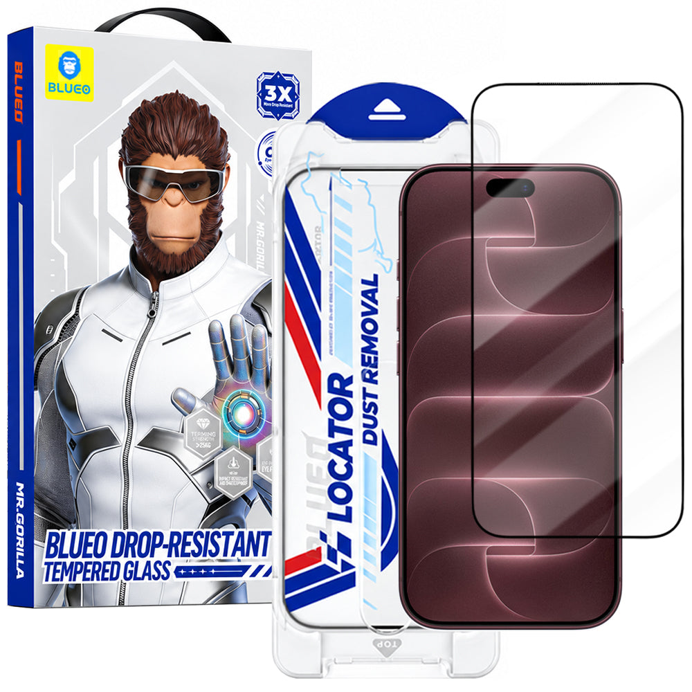 Zaštitno staklo za ekran Blueo Drop Resistant Applicator Pro za Apple iPhone 18 Pro Max / 17 Pro Max, kaljeno staklo, potpuno lepljenje, crno