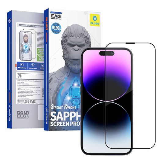 Zaštitna folija za ekran Blueo Sapphire Applicator Pro za Apple iPhone 15 Pro Max, Kaljeno staklo, Full Glue, Crna