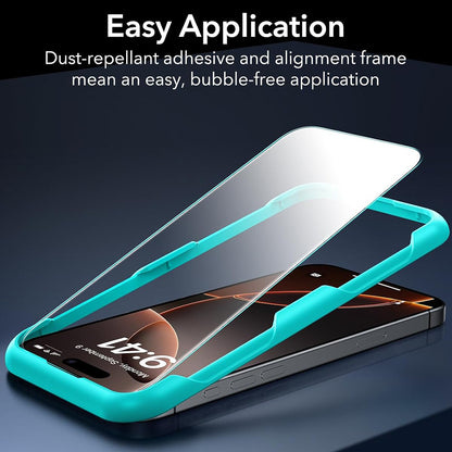 Folija za zaštitu ekrana ESR za Apple iPhone 17 / 16 Pro, Kaljeno staklo, Full Glue, Set od 3 komada