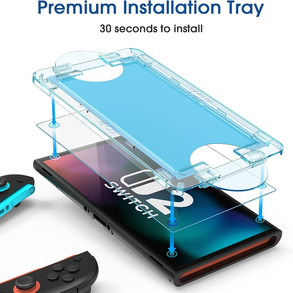 Zaštitna folija za ekran Techsuit SwitchAura aplikator za Nintendo Switch 2, kaljeno staklo, set od 2 komada
