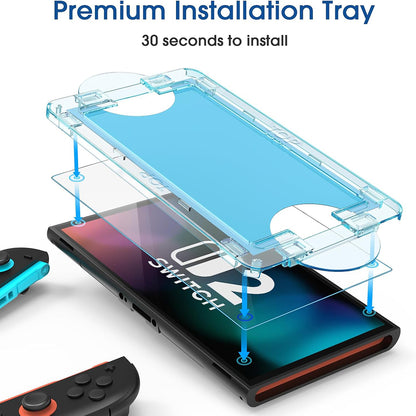 Zaštitna folija za ekran Techsuit SwitchAura aplikator za Nintendo Switch 2, kaljeno staklo, set od 2 komada
