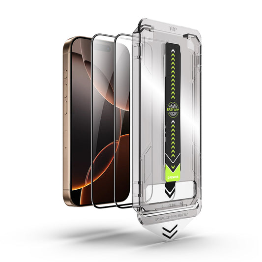 Folija za zaštitu ekrana Techsuit TitanGlass za Apple iPhone 17 Pro, Kaljeno staklo, Full Glue, Set 2 komada, Crna