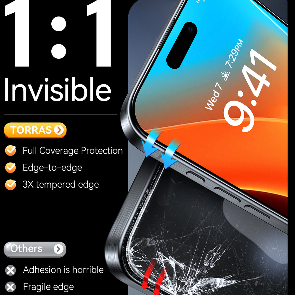 Folija za zaštitu ekrana Torras GlassGo Install Master za Apple iPhone 17 Pro, Kaljeno staklo, Full Glue
