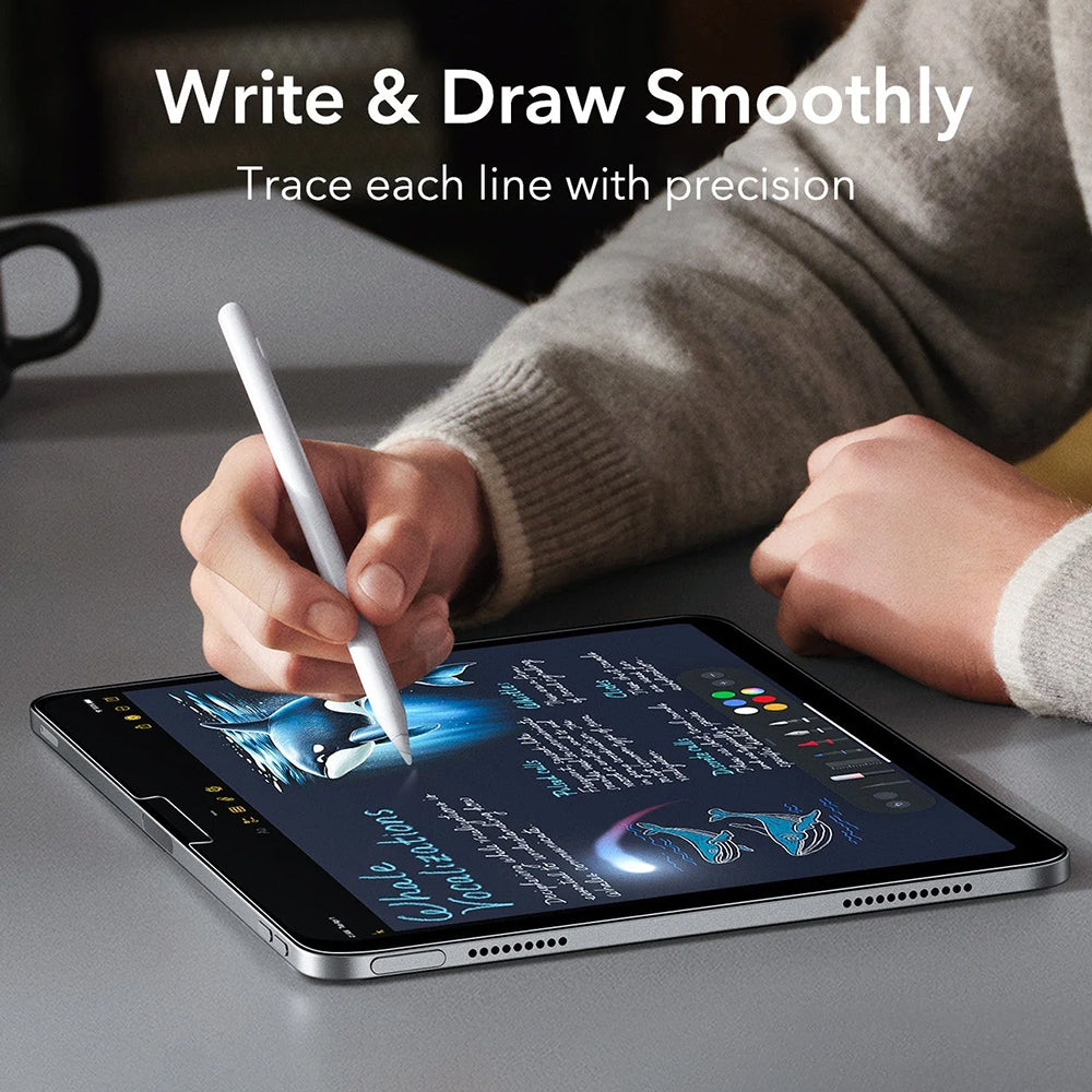 Folija za zaštitu ekrana ESR Armorite Paper Feel UltraFit za Apple iPad (2025) / (2022), Kaljeno staklo, Full Glue, Set 2 komada