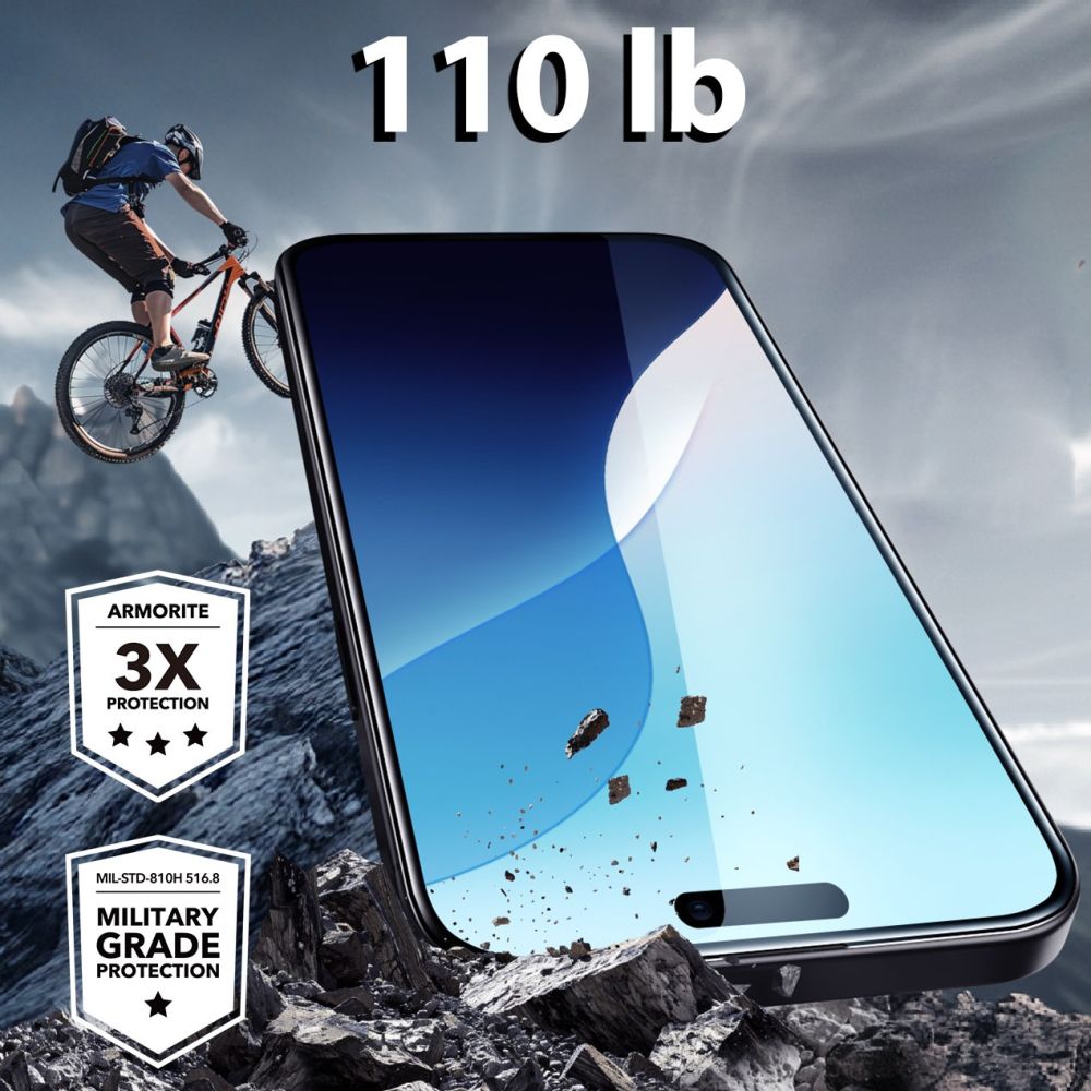 Folija za zaštitu ekrana ESR Armorite za Apple iPhone 16 Plus / 15 Plus, Kaljeno staklo, Full Glue, Crna