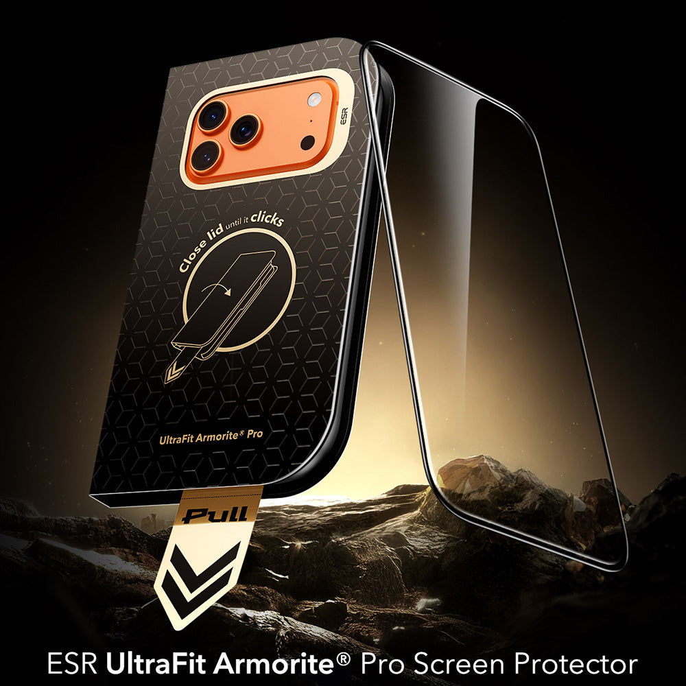 Zaštitna folija za ekran ESR Armorite Pro UltraFit za Apple iPhone 18 Pro / 17 Pro, Kaljeno staklo, Puna lepak, Crna