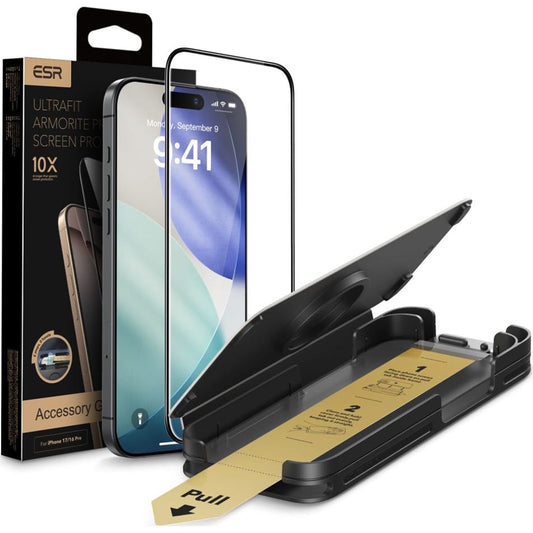 Zaštitna folija za ekran ESR Armorite Pro UltraFit za Apple iPhone 18 Pro / 17 Pro, Kaljeno staklo, Puna lepak, Crna