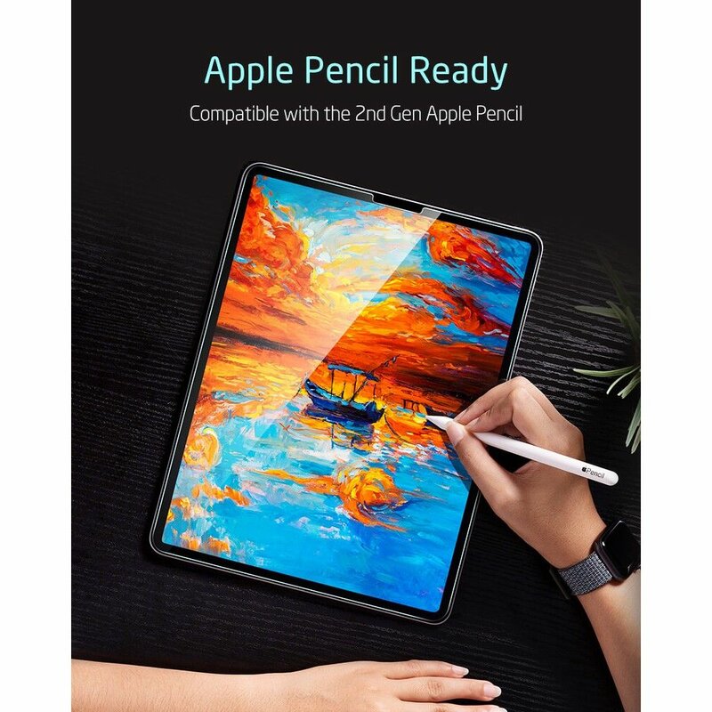 Folija za zaštitu ekrana ESR za Apple iPad Pro 12.9 (2022) / Pro 12.9 (2021) / Pro 12.9 (2020), Kaljeno staklo, Full Glue, Set 2 komada