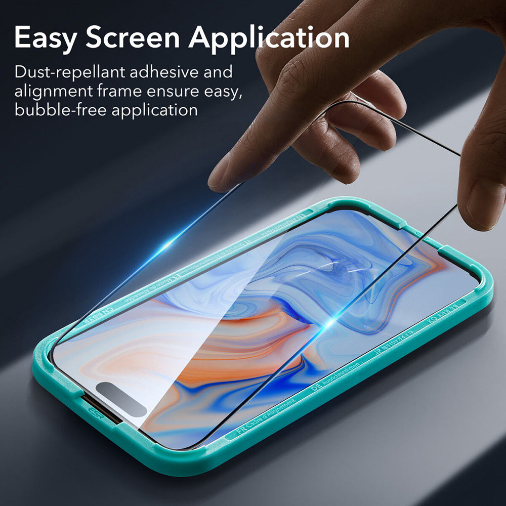 Folija za zaštitu ekrana ESR za Apple iPhone 15, Kaljeno staklo, Full Glue, Crna