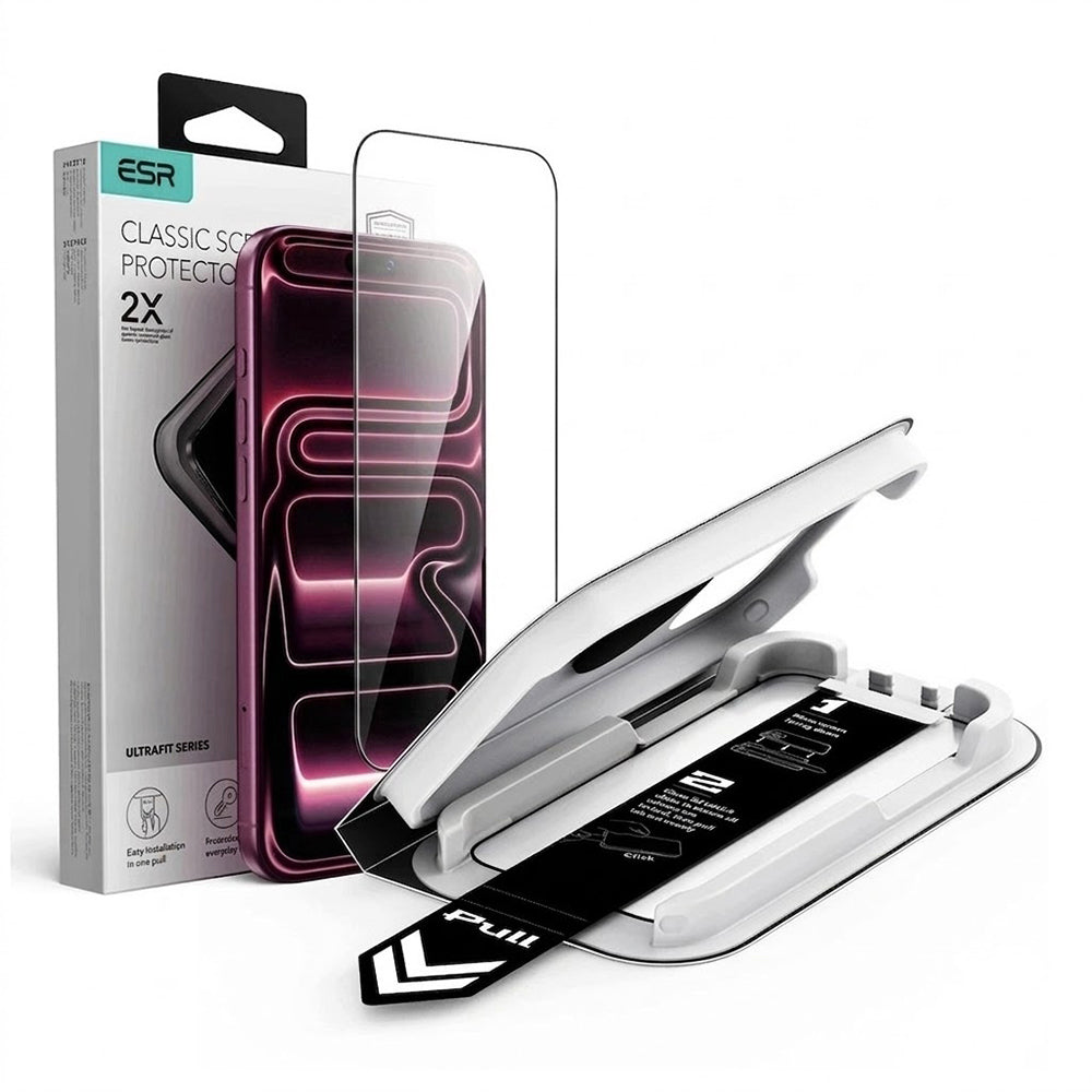 Zaštitna folija za ekran ESR UltraFit Classic za Apple iPhone 18 Pro Max / 17 Pro Max, Kaljeno staklo, Full Glue, Crna