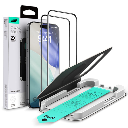 Folija za zaštitu ekrana ESR UltraFit za Apple iPhone 17 Air, Kaljeno staklo, Full Glue, Set 2 komada, Crna
