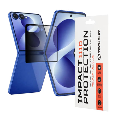 Zaštitna folija za spoljašnji ekran Privacy Techsuit za Samsung Galaxy Z Flip8 F776, Kaljeno staklo, Full Glue, 111D
