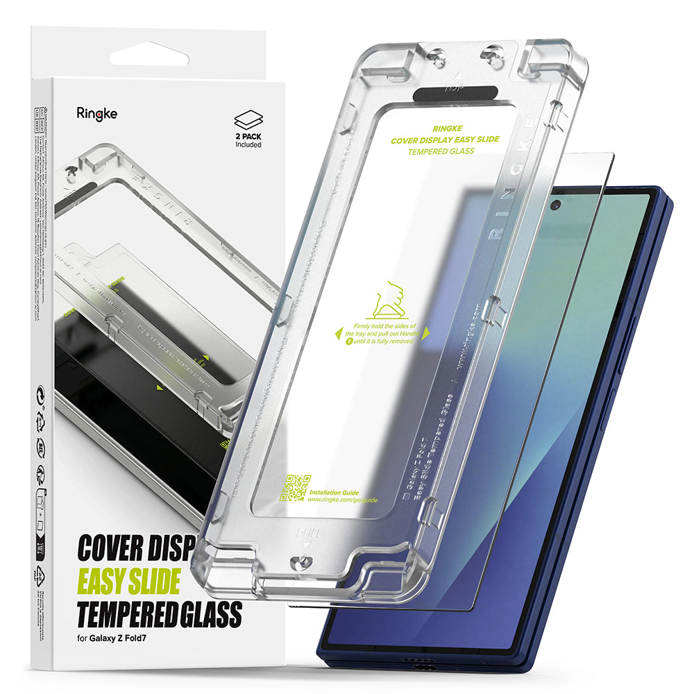 Zaštitna folija za spoljni ekran Ringke Easy Slide za Samsung Galaxy Z Fold7 F966, Kaljeno staklo, Full Glue, Set od 2 komada