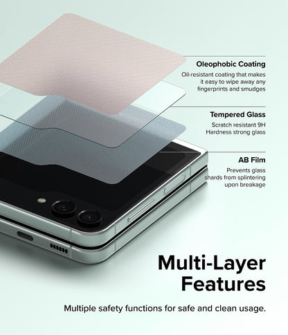 Folija za zaštitu spoljnog ekrana Ringke za Samsung Galaxy Z Flip5 F731, Kaljeno staklo, Full Glue, Set 2 komada