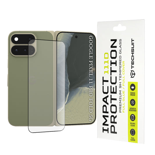 Zaštitna folija za spoljašnji ekran Techsuit za Google Pixel 11 Pro Fold, kaljeno staklo, Full Glue, 111D, crna