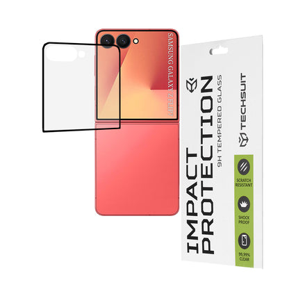 Zaštitna folija za spoljašnji ekran Techsuit za Samsung Galaxy Z Flip7 F766, Kaljeno staklo, Full Glue, 111D, Crna