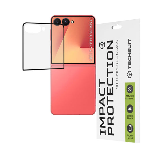Zaštitna folija za spoljašnji ekran Techsuit za Samsung Galaxy Z Flip7 F766, Kaljeno staklo, Full Glue, 111D, Crna