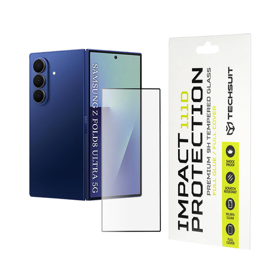Zaštitna folija za spoljni ekran Techsuit za Samsung Galaxy Z Fold8 Ultra F976, Kaljeno staklo, Full Glue, 111D, Crna