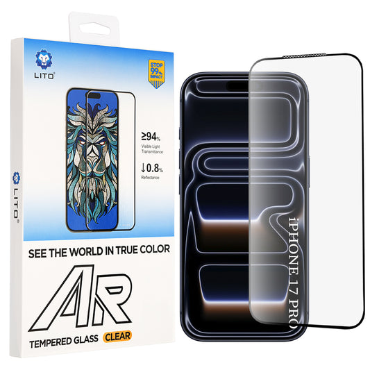 Zaštitna folija za ekran Lito AR SE za Apple iPhone 18 Pro / 17 Pro, Kaljeno staklo, Full Glue, Crna