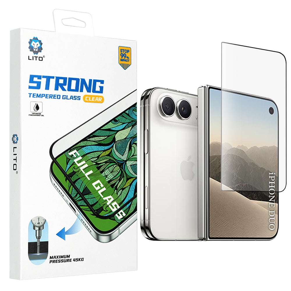 Zaštitna folija za spoljašnji ekran Lito D+ Max Strong za Apple iPhone Duo, Kaljeno staklo, Full Glue, Crna