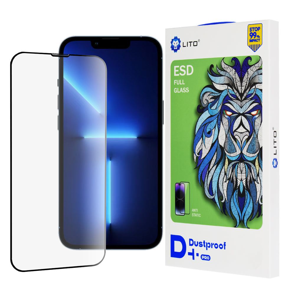 Folija za zaštitu ekrana Lito D+ Pro Dustproof za Apple iPhone 14 Plus / 13 Pro Max, Kaljeno staklo, Full Glue, Crna
