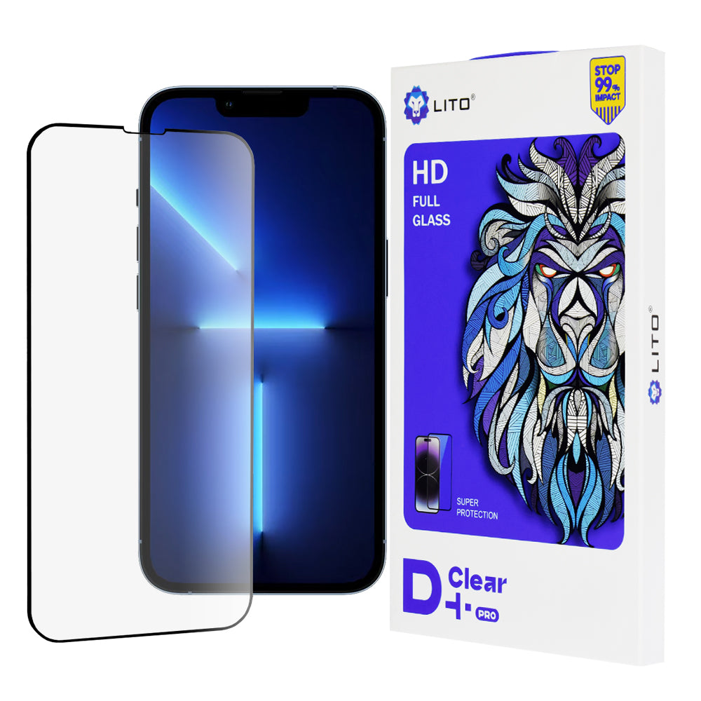 Zaštitno staklo za ekran Lito D+ Pro za Apple iPhone 14 Plus / 13 Pro Max, kaljeno staklo, lepljenje po celoj površini, crno