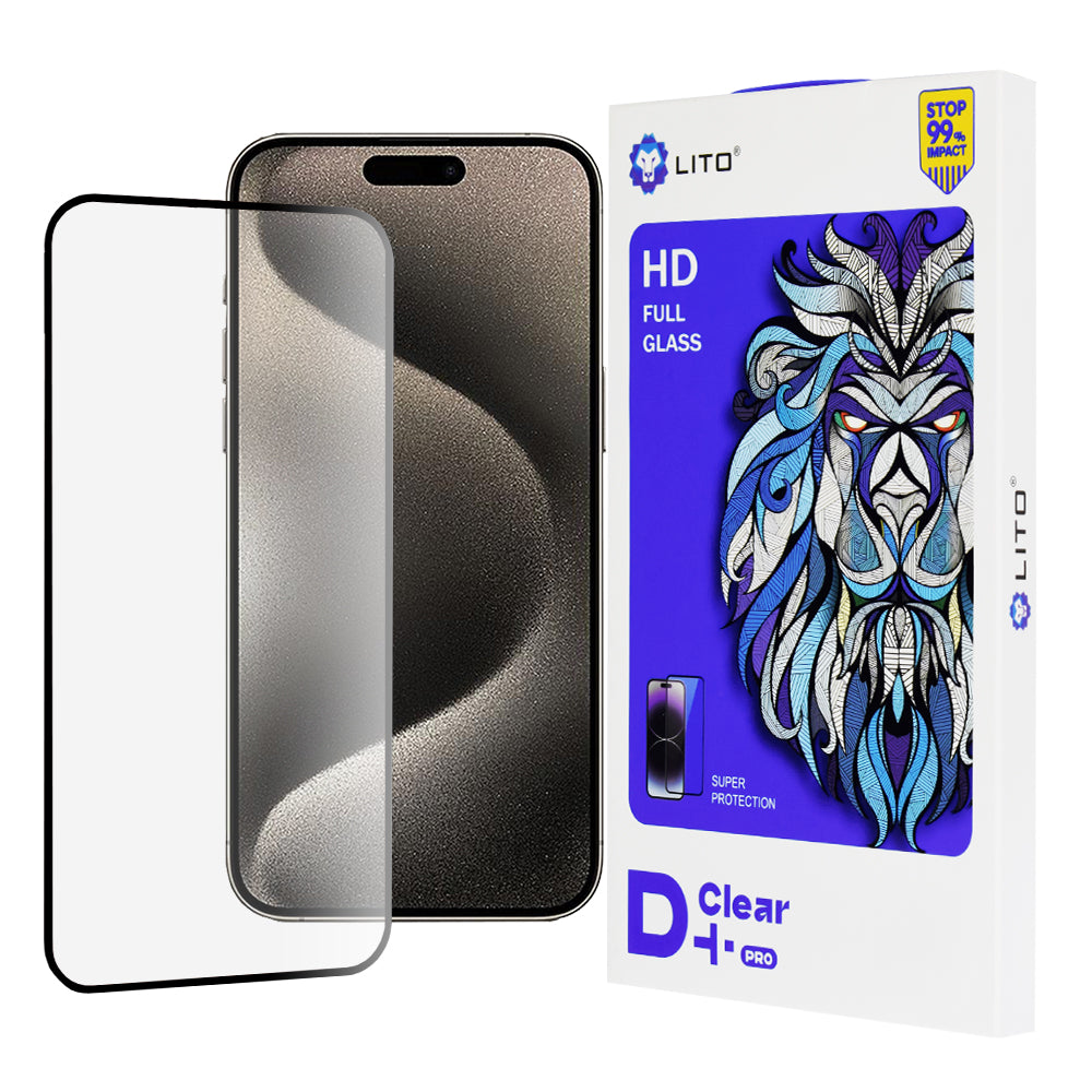 Zaštitna folija za ekran Lito D+ Pro za Apple iPhone 15 Pro Max, Kaljeno staklo, Full Glue, Crna