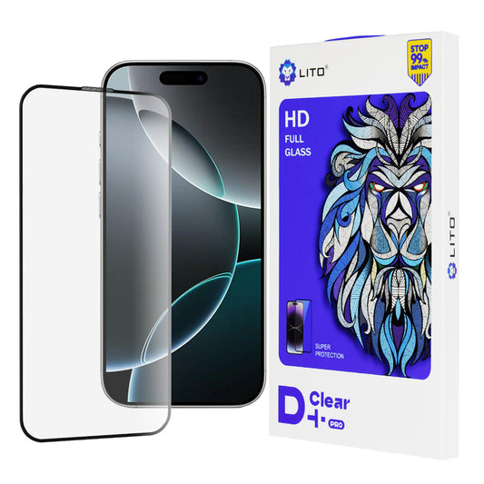Zaštitna folija za ekran Lito D+ Pro za Apple iPhone 16 Pro, Kaljeno staklo, Full Glue, Crna