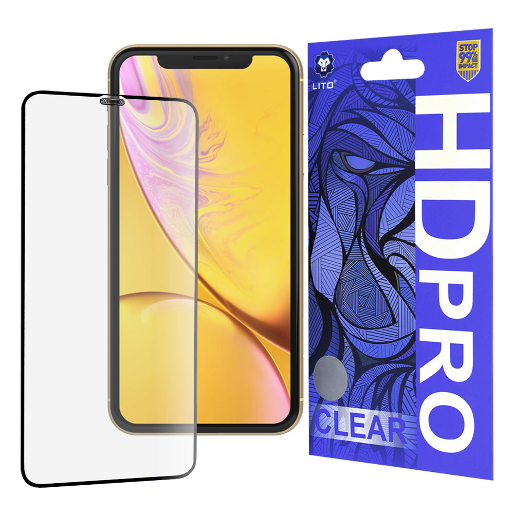 Zaštitna folija za ekran Lito HD Pro Clear za Apple iPhone 11 / XR, Kaljeno staklo, Full Glue, Crna